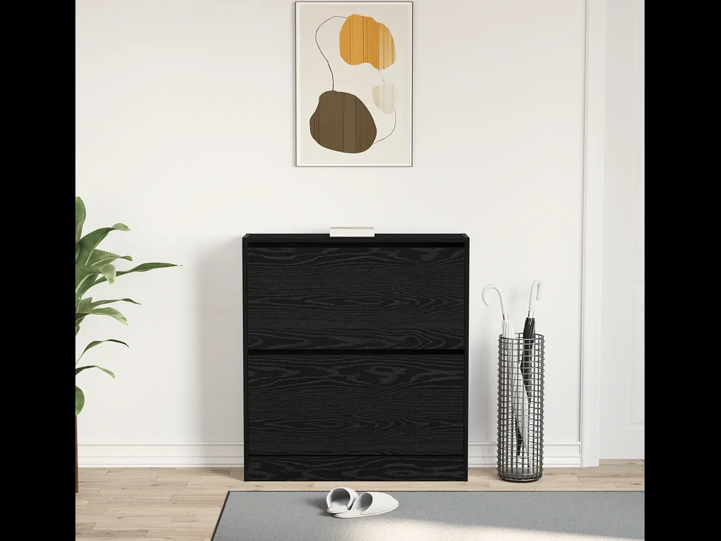Zapatero con cajón basculante Roble negro 80x21x87,5 cm