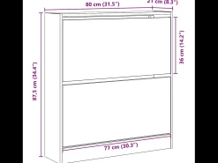 Zapatero con cajón extraíble, madera antigua, 80x21x87,5 cm