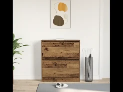 Zapatero con cajón extraíble, madera antigua, 80x21x87,5 cm