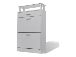 Zapatero con cajón y tapa de cristal Madera blanca