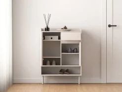 Zapatero con compartimentos y cajón – greige – 70 cm – DIOCE