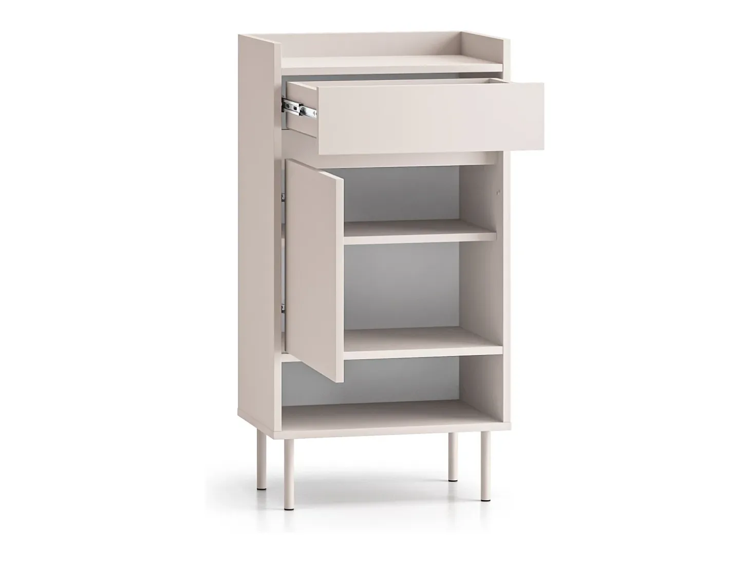 Zapatero con compartimentos y cajón – greige – 50 cm – DIOCE