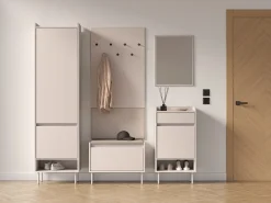 Zapatero con compartimentos y cajón – greige – 50 cm – DIOCE