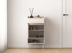 Zapatero con compartimentos y cajón – greige – 50 cm – DIOCE