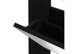 Zapatero con espejo 3 niveles Negro 63x17x102,5 cm