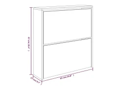 Zapatero con espejo de 2 niveles, blanco brillante, 63x17x67cm