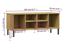 Zapatero con patas de metal Marrón 106x35x45 cm OSLO Madera