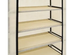 Zapatero con tapa Crema 58x28x106 cm Tela