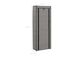 Zapatero con tapa Gris 57x29x162 cm Tela