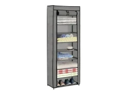 Zapatero con tapa Gris 57x29x162 cm Tela