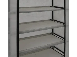 Zapatero con tapa Gris 58x28x106 cm Tela