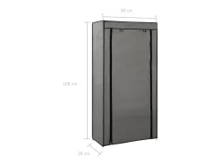 Zapatero con tapa Gris 58x28x106 cm Tela