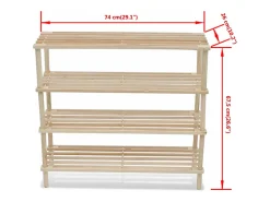 Zapatero de 4 estantes, 2 piezas de madera maciza de abeto