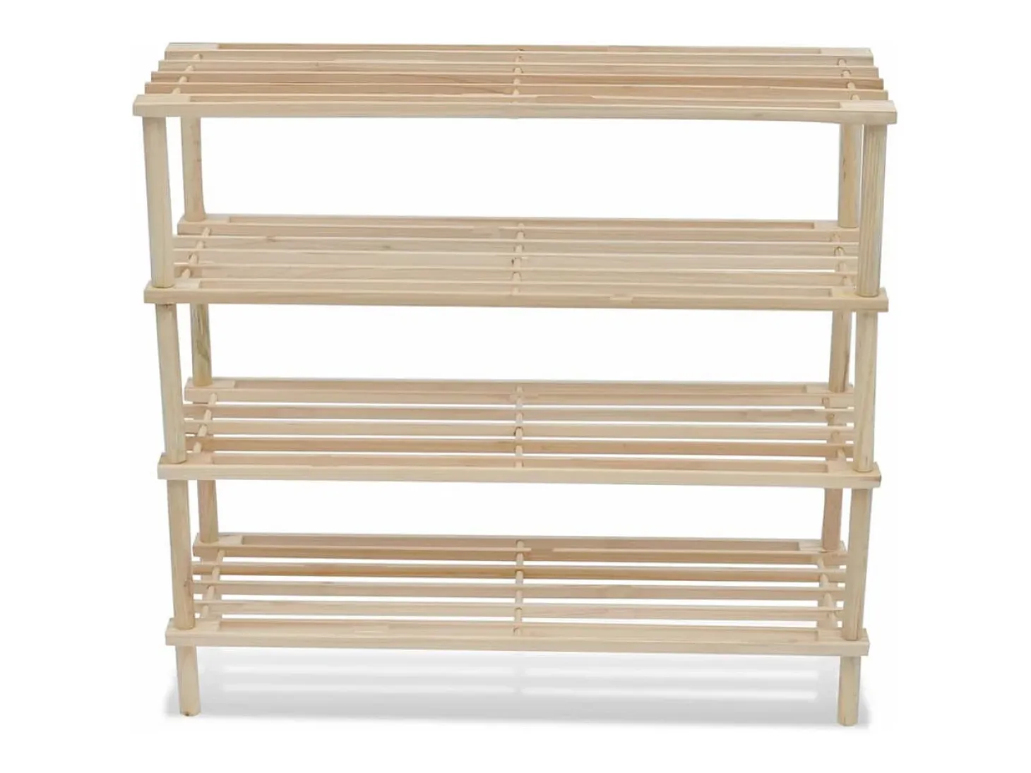 Zapatero de 4 estantes, 2 piezas de madera maciza de abeto