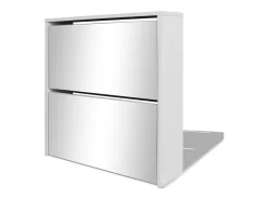 Zapatero de 2 niveles con espejo 63x17x67 cm Blanco