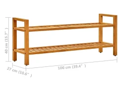 Zapatero de 2 niveles 100x27x40 cm Roble macizo
