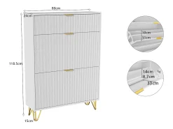Zapatero de 3 puertas - modelo estrecho con cajones - ideal para entradas y pasillos - 80 x 24 x 118,5 cm