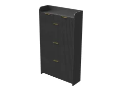 Zapatero de 3 puertas y 2 cajones con estante zapatero inclinable, 77 x 24 x 133,5 cm, negro