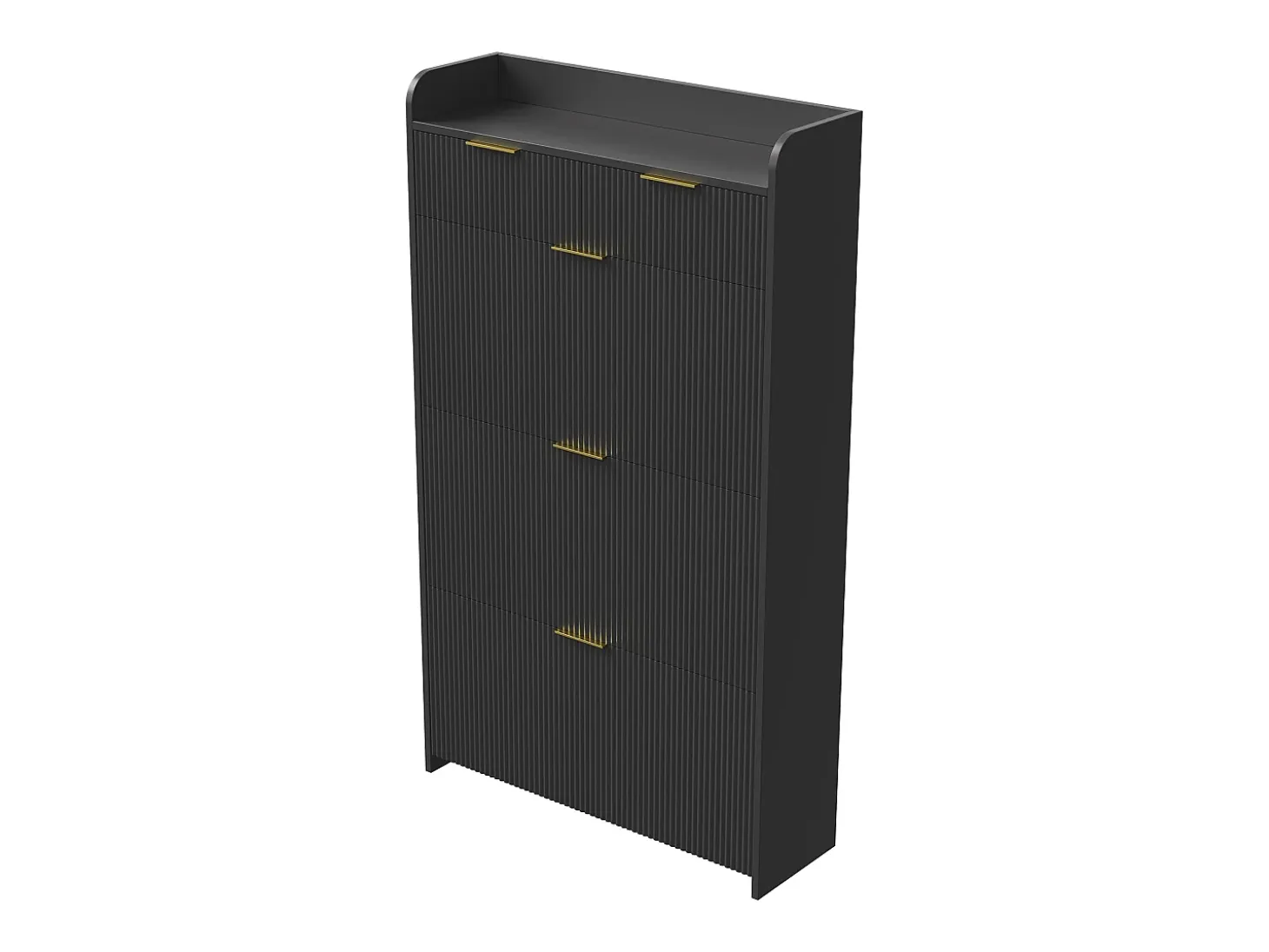 Zapatero de 3 puertas y 2 cajones con estante zapatero inclinable, 77 x 24 x 133,5 cm, negro