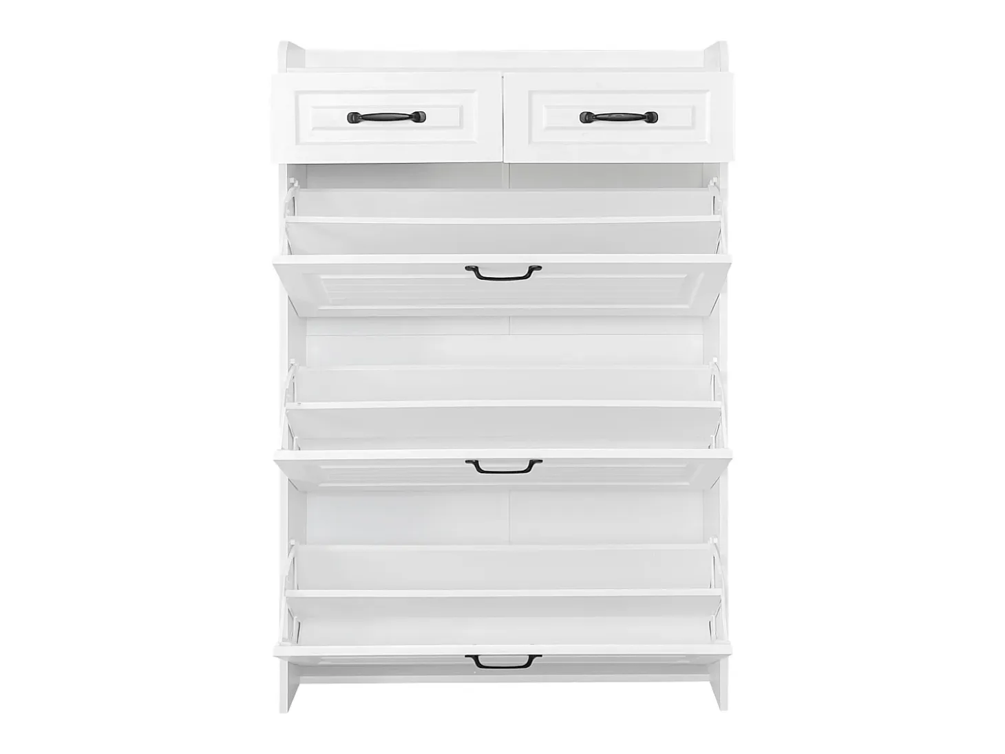 Zapatero de aglomerado - 3 puertas abatibles y 2 cajones - Blanco