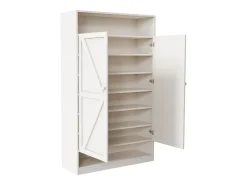 Zapatero de doble puerta, multifunción, 8 compartimentos, MDF, blanco (80 x 40 x 141 cm)