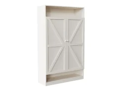 Zapatero de doble puerta, multifunción, 8 compartimentos, MDF, blanco (80 x 40 x 141 cm)