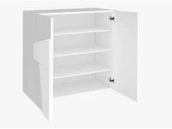 Zapatero de entrada 2 puertas diseño moderno blanco 16 pares de zapatos Ping W16