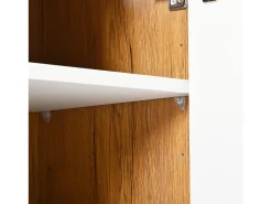 Zapatero de entrada con estantes regulables, 3 puertas y 1 cajón, patas de madera - blanco y natural