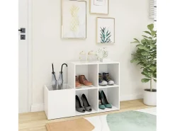 Zapatero de entrada de madera de ingeniería blanca