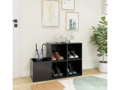 Zapatero de entrada gris 105x35,5x70 cm madera contrachapada