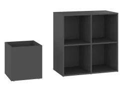 Zapatero de entrada gris 105x35,5x70 cm madera contrachapada