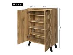 Zapatero de madera, 5 niveles, estantes regulables Mueble pasillo 80,5 x 35 x 109,5 cm