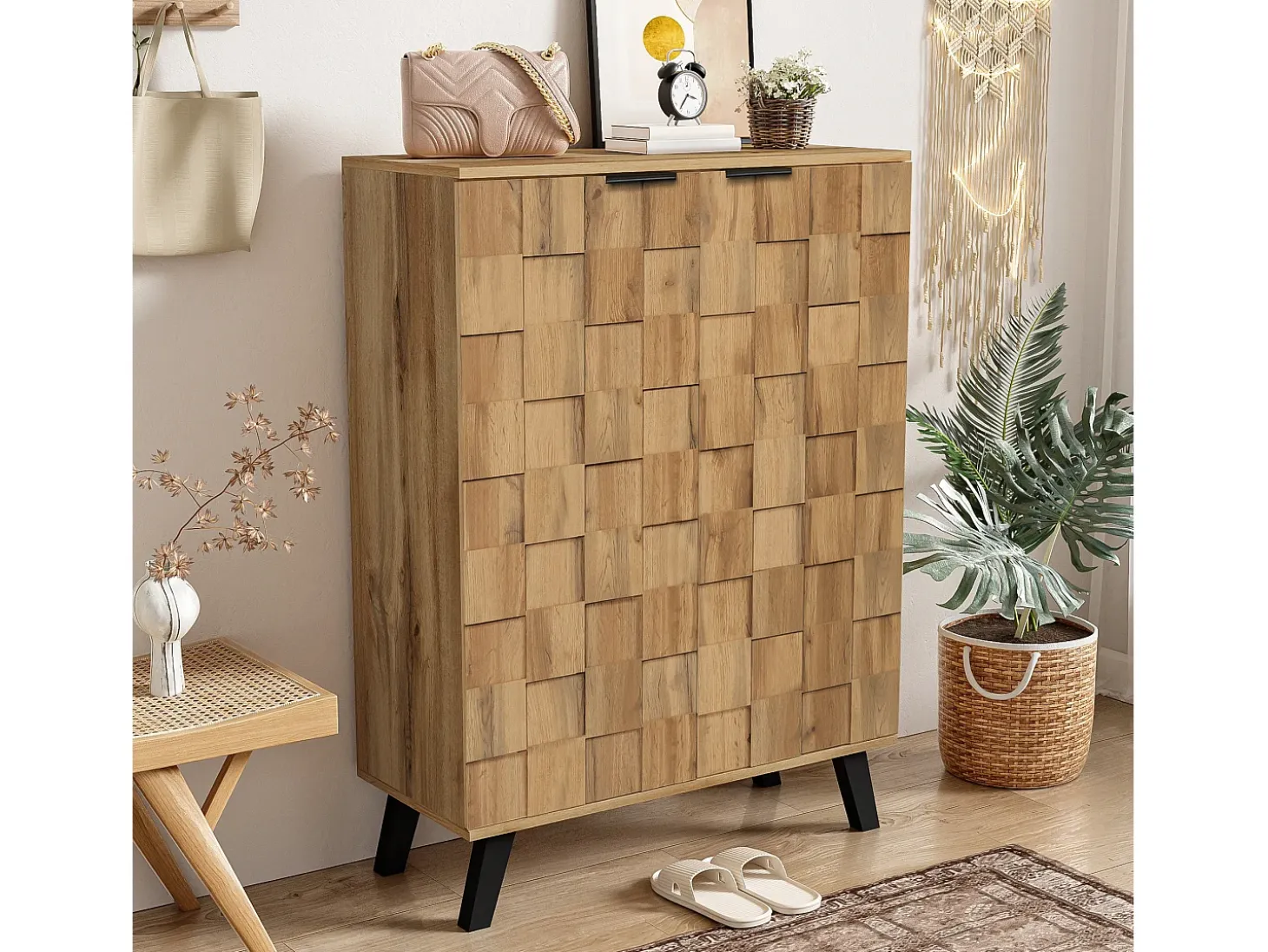 Zapatero de madera, 5 niveles, estantes regulables Mueble pasillo 80,5 x 35 x 109,5 cm