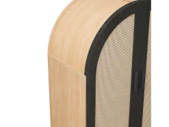 Zapatero de madera - Zapatero con 2 puertas de ratán y 3 estantes - para salones y entradas