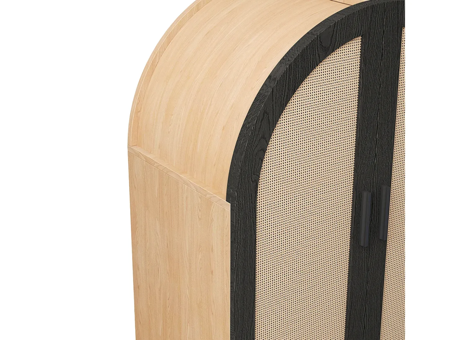 Zapatero de madera - Zapatero con 2 puertas de ratán y 3 estantes - para salones y entradas