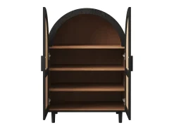 Zapatero de madera - Zapatero con 2 puertas de ratán y 3 estantes - para salones y entradas