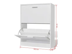 Zapatero de madera con 2 compartimentos Blanco