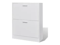 Zapatero de madera con 2 compartimentos Blanco