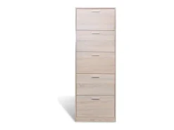 Zapatero de madera con 5 compartimentos Aspecto roble