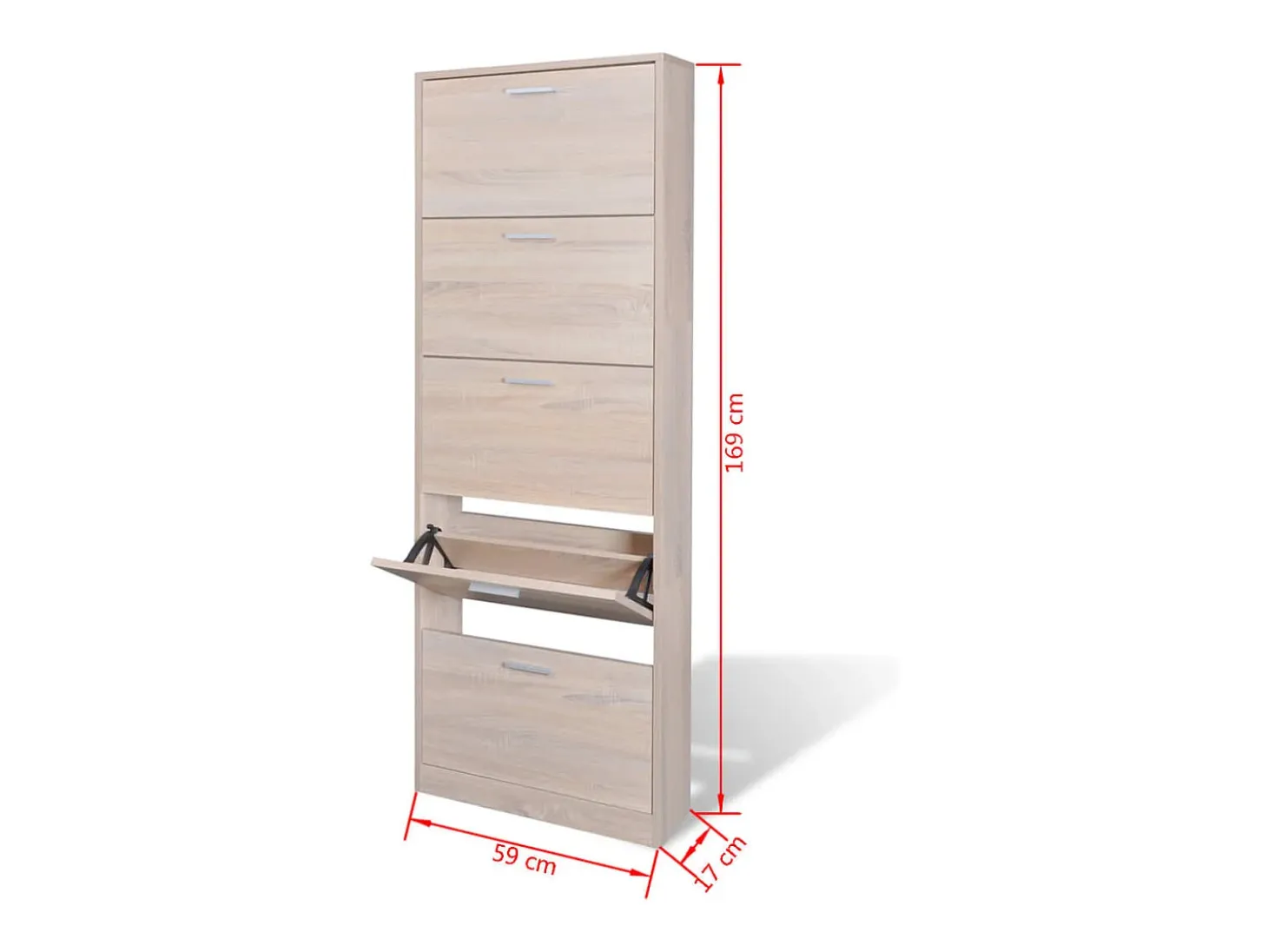 Zapatero de madera con 5 compartimentos Aspecto roble