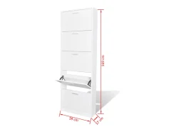 Zapatero de madera con 5 compartimentos Blanco