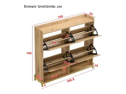 Zapatero de madera con 4 puertas, MDF, (108,5x24x100 cm)