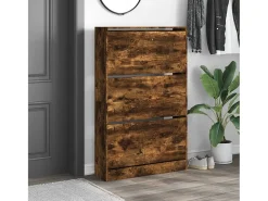 Zapatero de madera de ingeniería roble ahumado 80x21x125,5 cm ES924565
