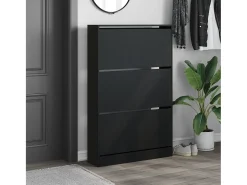 Zapatero de madera de ingeniería negro 80x21x125,5 cm ES138267