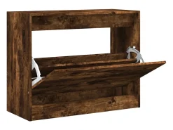 Zapatero de madera de ingeniería roble ahumado 80x34x63 cm ES853124