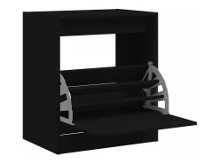 Zapatero de madera de ingeniería negro 60x42x69 cm ES661135
