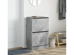Zapatero de madera de ingeniería gris hormigón 60x34x96,5 cm ES804977