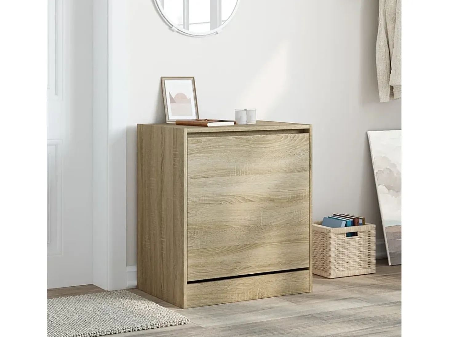 Zapatero de madera de ingeniería roble Sonoma 60x42x69 cm ES746854