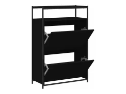 Zapatero de madera de ingeniería negro 75x34x112 cm ES307736