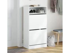 Zapatero de madera de ingeniería blanco 60x34x116 cm ES122296